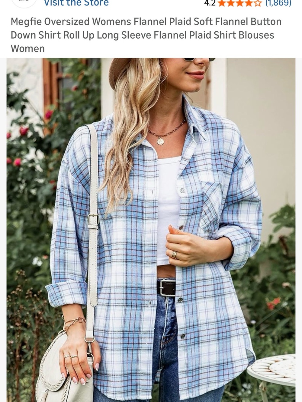 Light Blue Plaid Flannel Button-Down Shirt